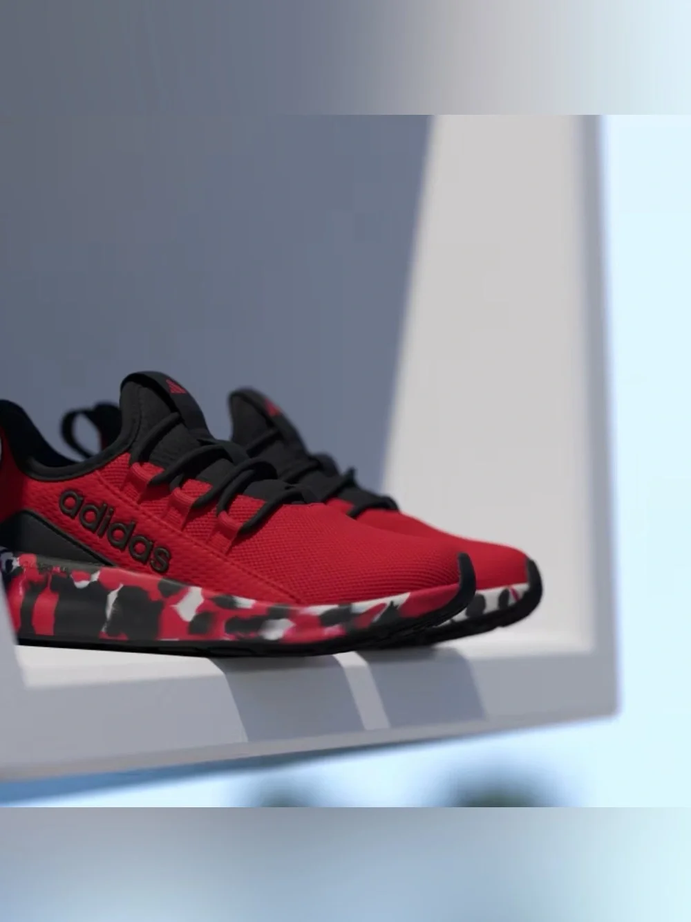 adidas Lite Racer Adapt 8.0 Kids Shoes Size 3 Scarlet Black Grey NWT
